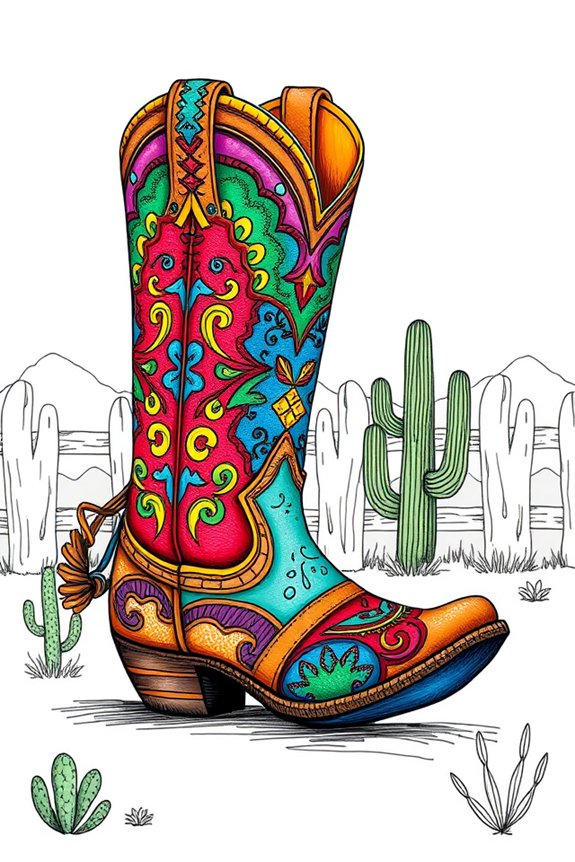 colorful cowboy boot art