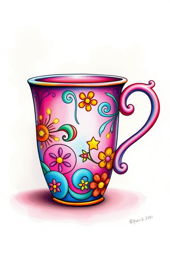 colorful cup drawing project