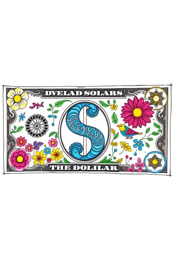 colorful dollar bill art