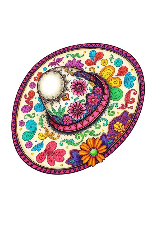 colorful floral sombrero design
