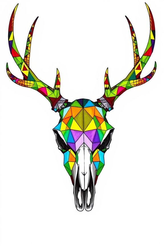 colorful geometric deer skull