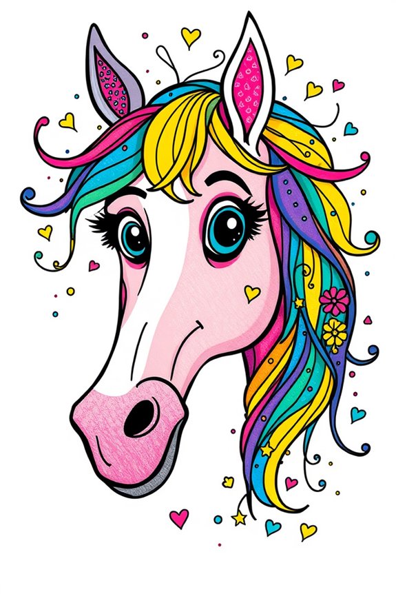 colorful horse head doodle