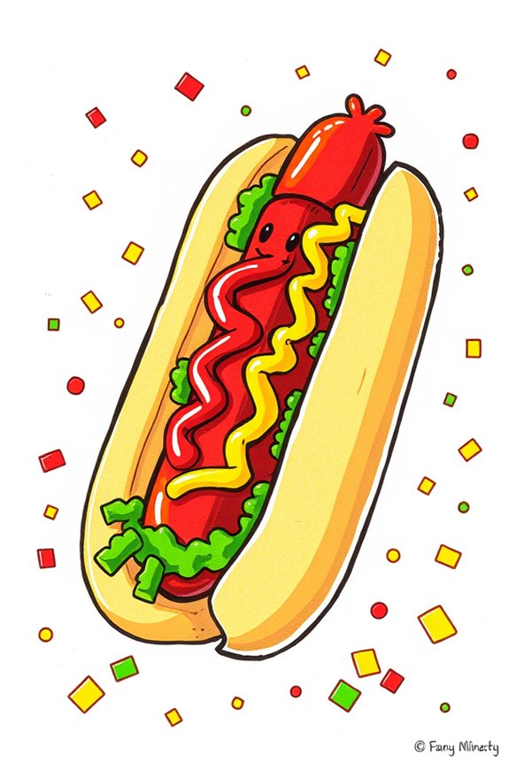 colorful hot dog art