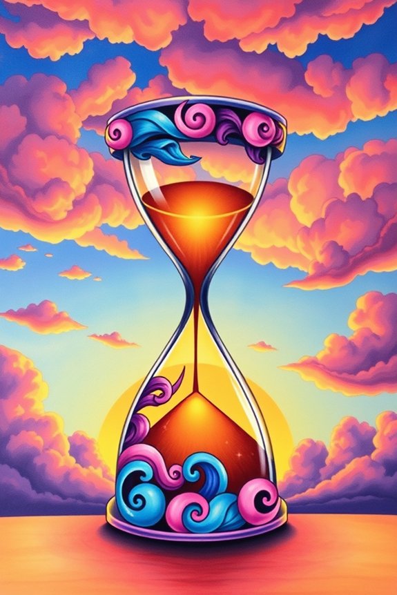 colorful hourglass sunset drawing