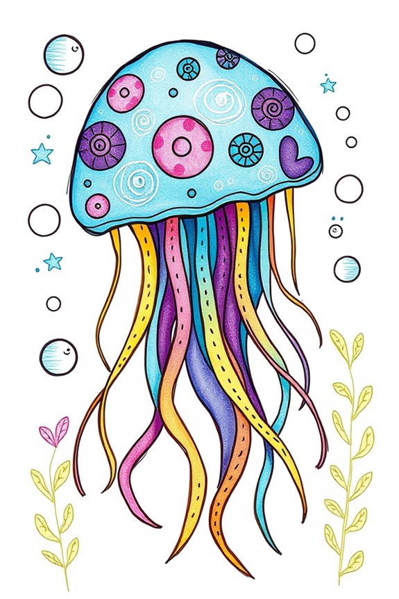 colorful jellyfish doodle project