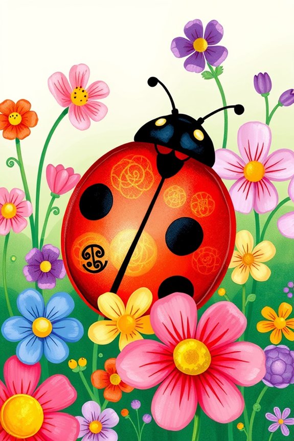 colorful ladybug drawing project
