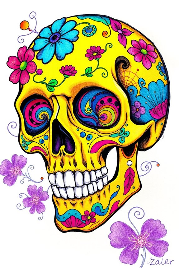 colorful minimalist skeleton art