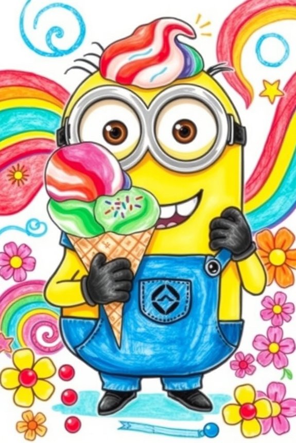colorful minion ice cream