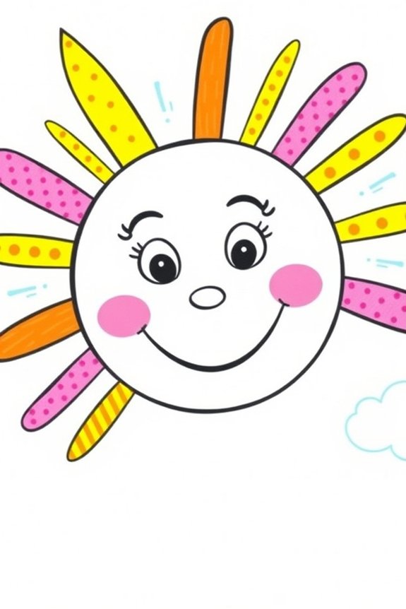 colorful smiling sun drawing