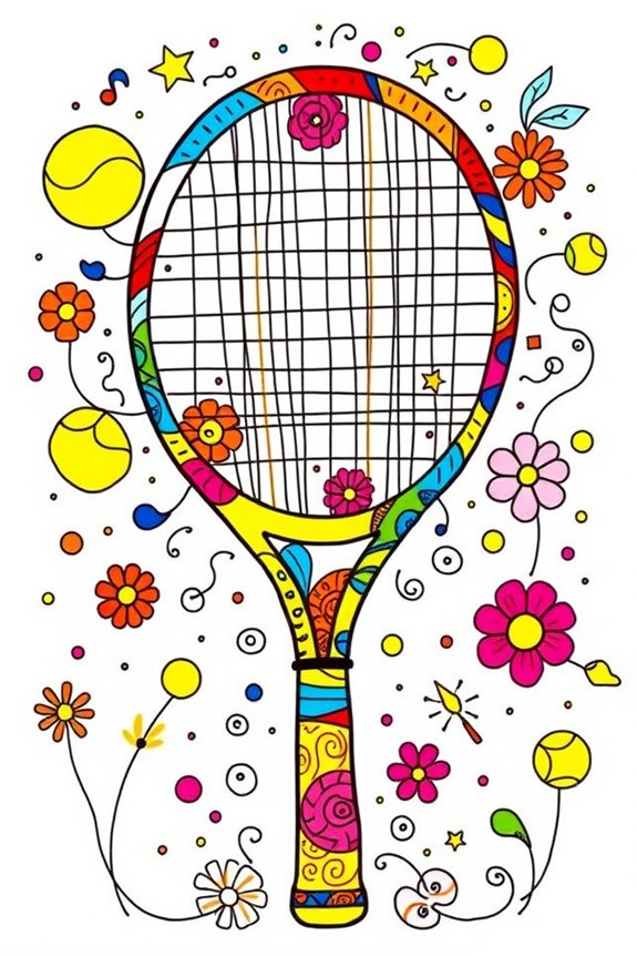 colorful tennis racket doodle