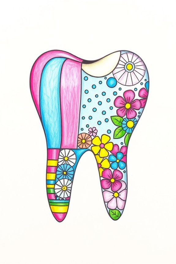 colorful tooth pattern drawing