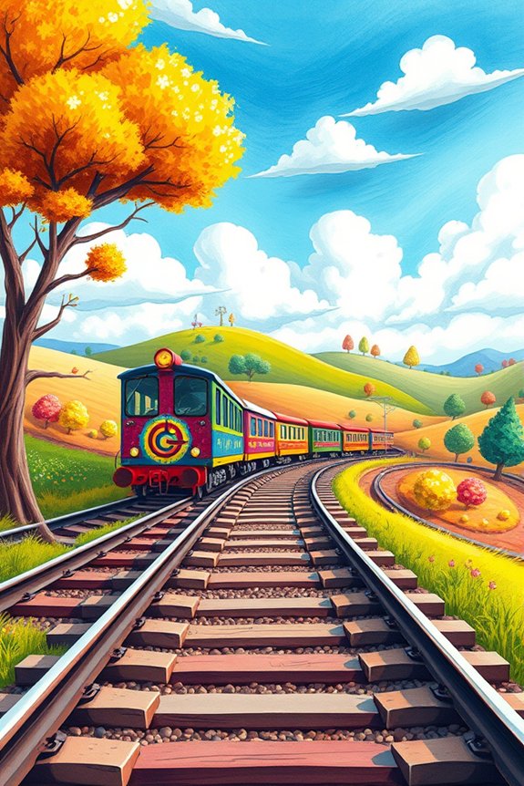 colorful train art project