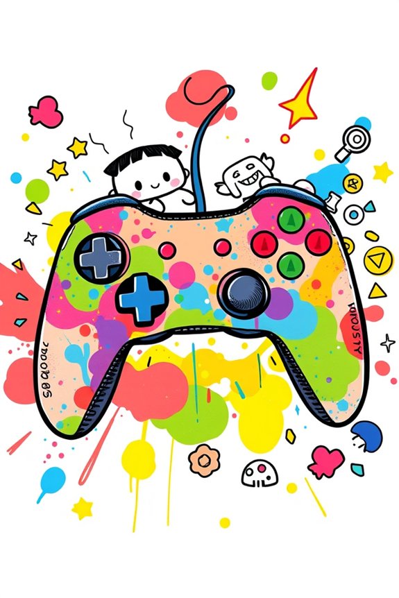 colorful video game doodle