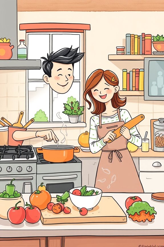 couple cooking in harmony