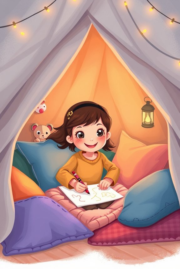 cozy blanket fort drawing