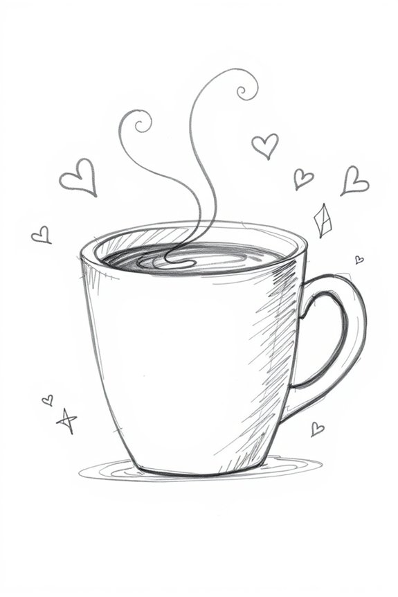 cozy coffee cup sketch