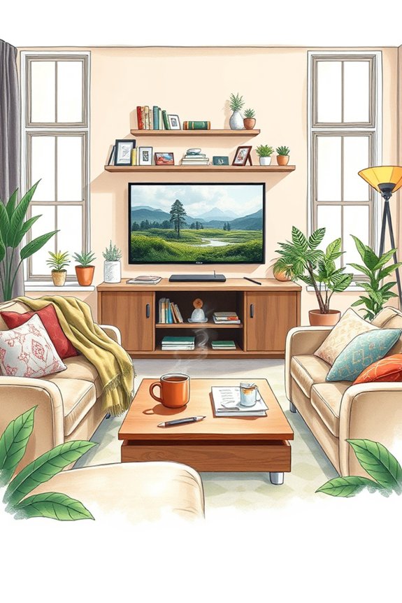 cozy living room drawing