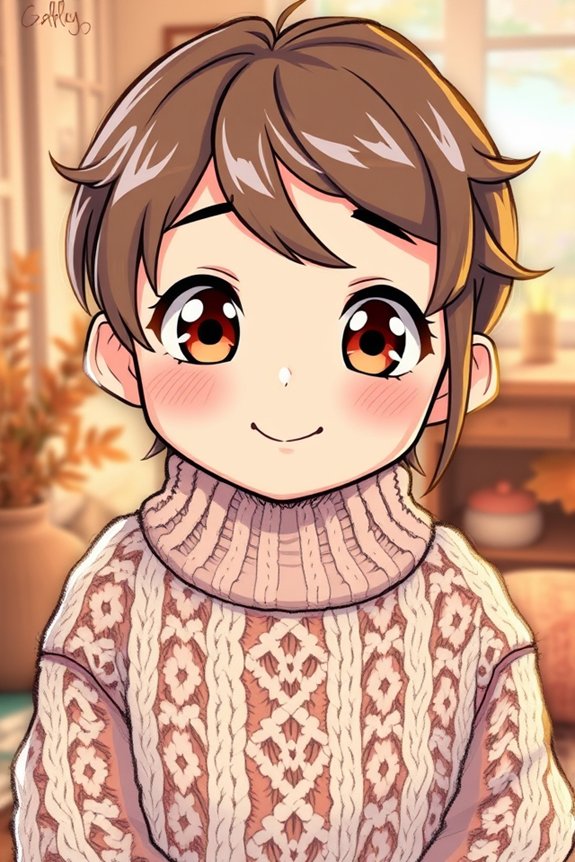 cozy sweater anime face