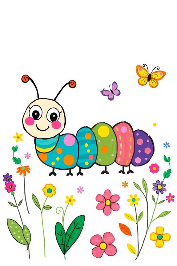 creative colorful caterpillar doodle