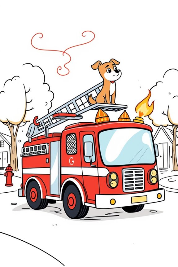 creative fire truck doodling