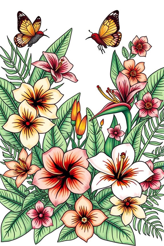 creative hawaiian flower doodle