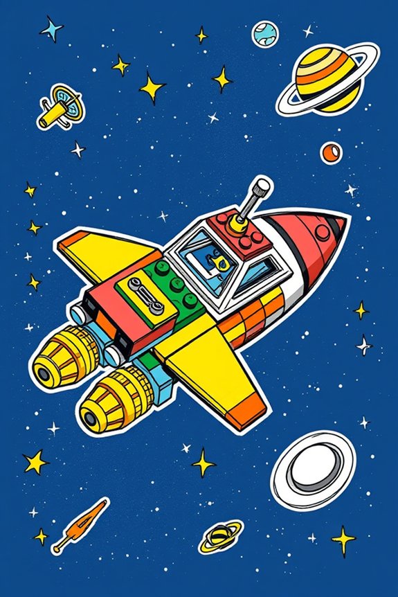 creative lego spaceship doodle