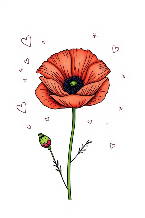 creative poppy flower doodle