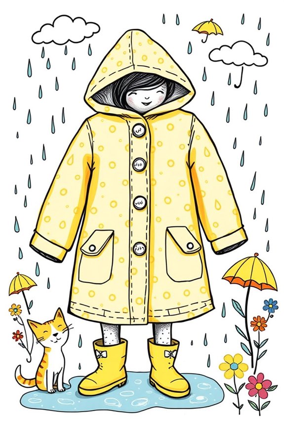 creative whimsical raincoat doodle
