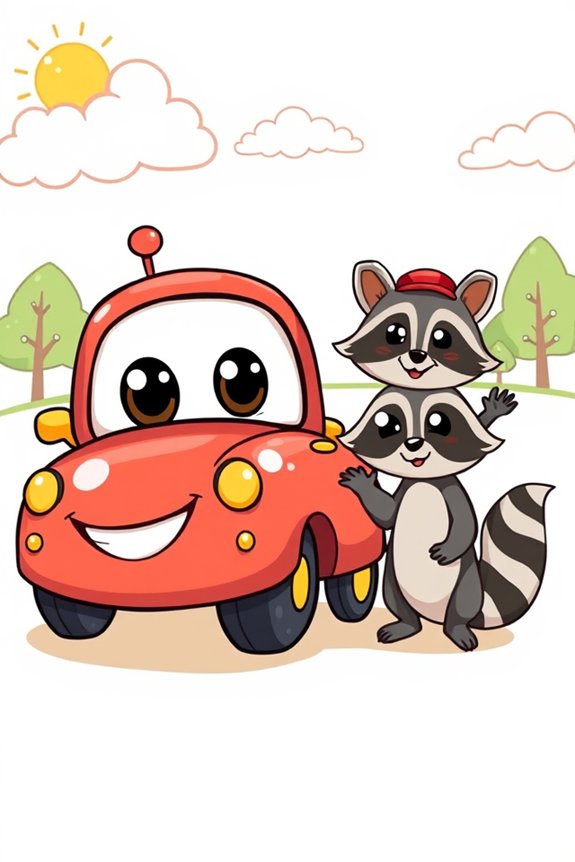 cute car character drawing