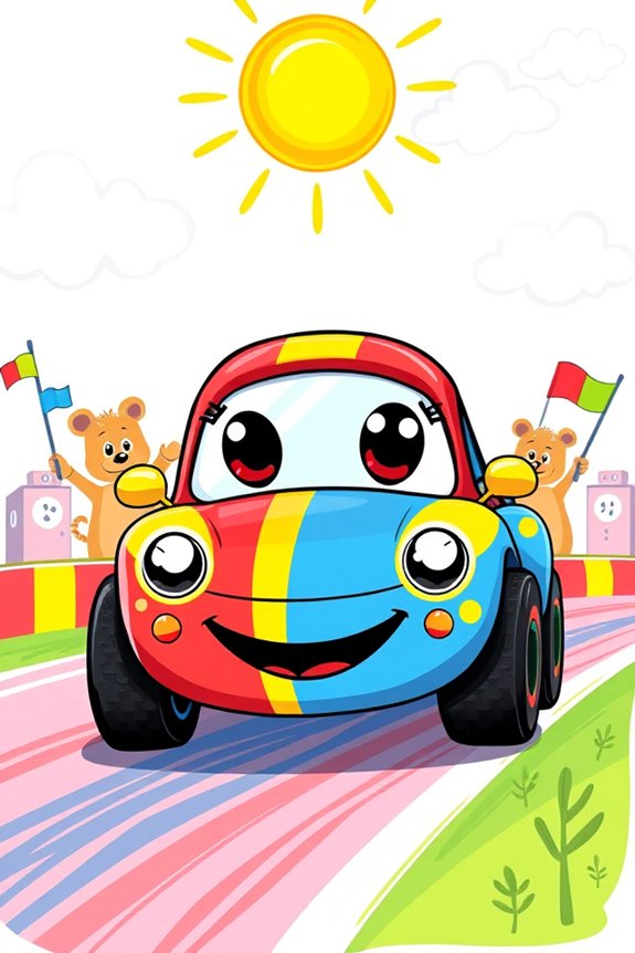 cute colorful race car