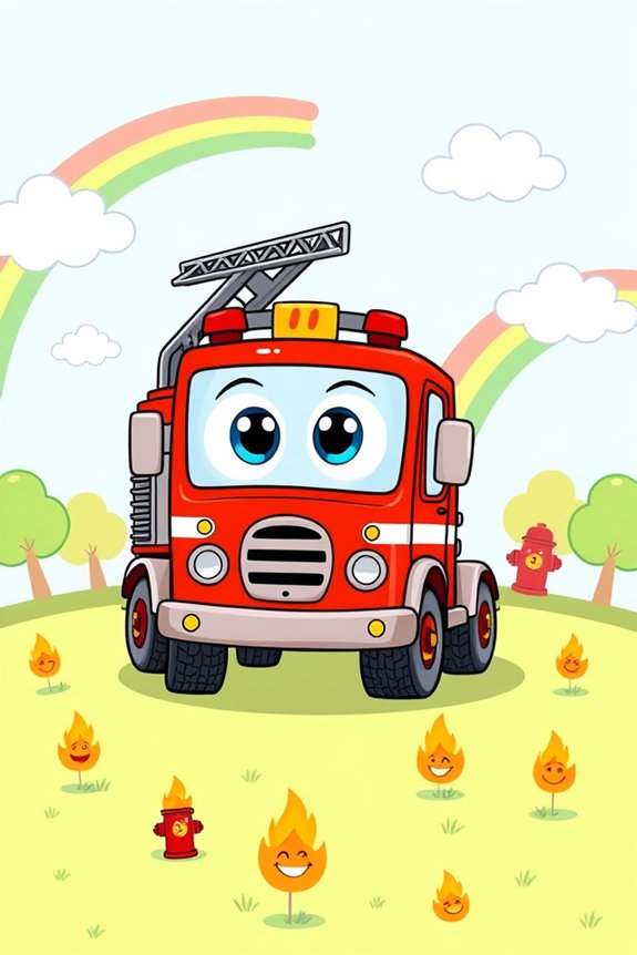 cute fire truck art
