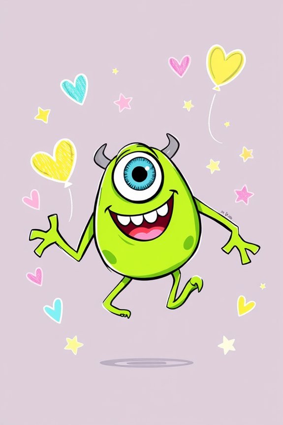 cute mike wazowski doodle