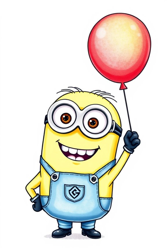 cute minion balloon drawing