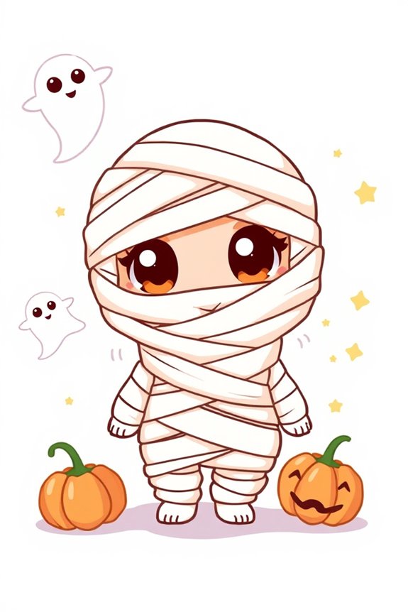 cute whimsical chibi mummy