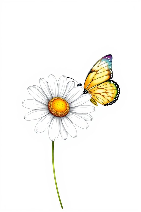 daisy flower and butterfly