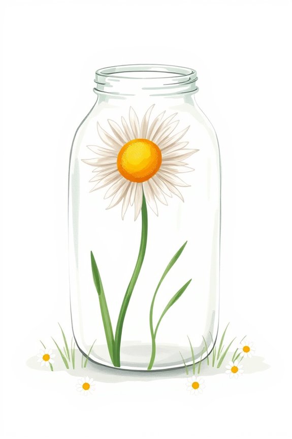 daisy flower jar drawing
