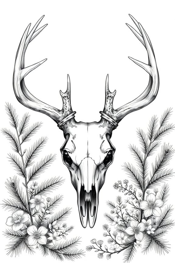 deer skull forest sketch
