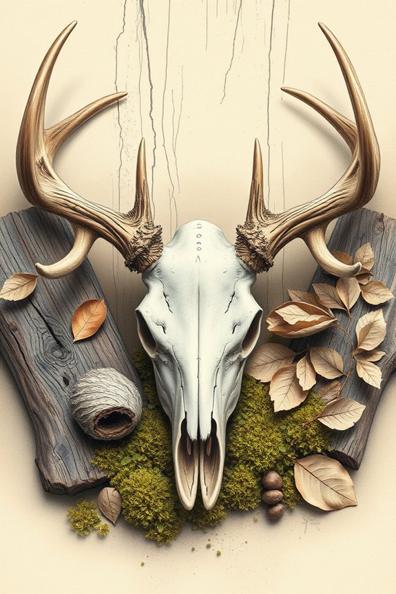 deer skull rustic drawing