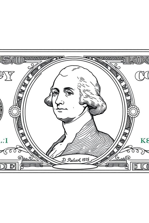 dollar bill line drawing