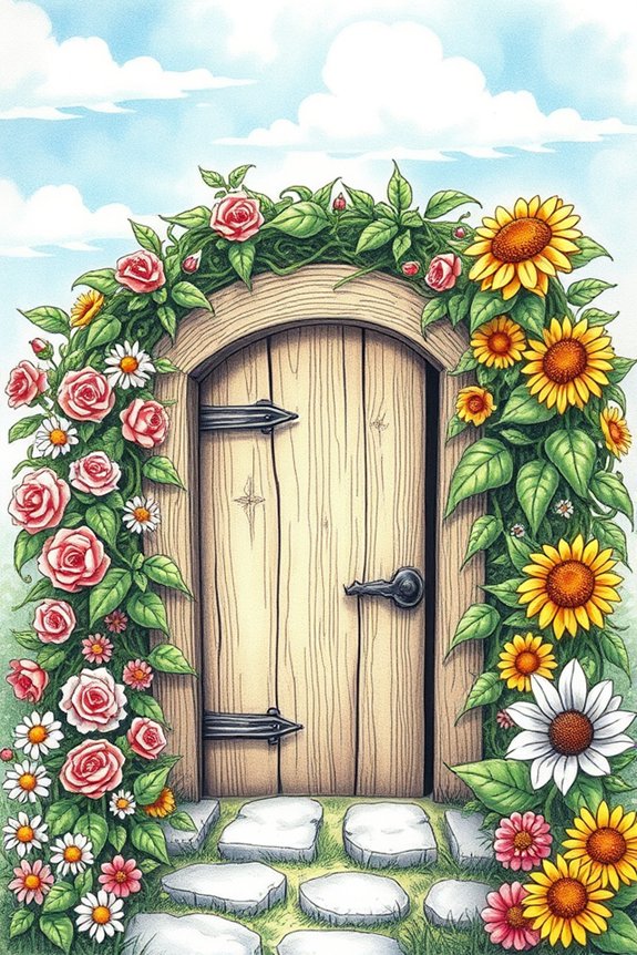 door adorned with flowers
