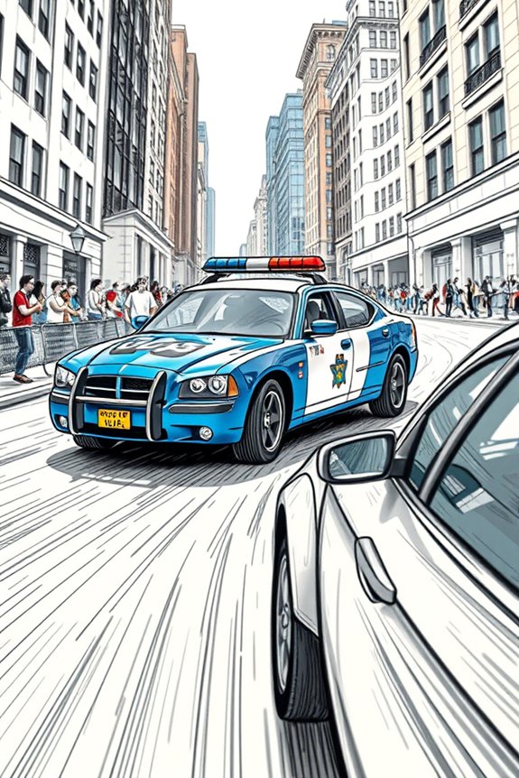dynamic police chase illustration