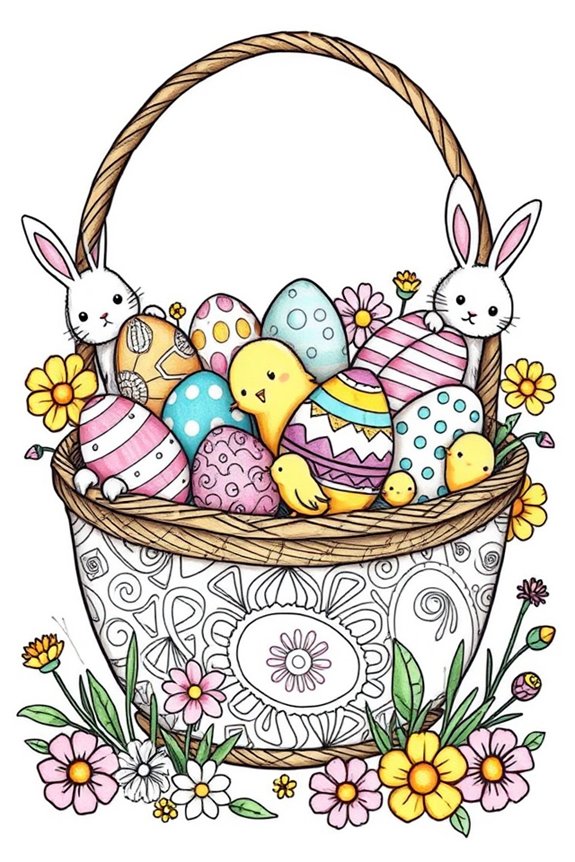 easter themed doodle basket