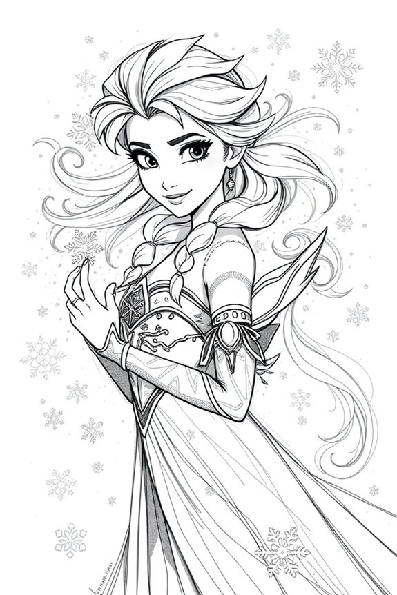 elegant elsa silhouette sketching