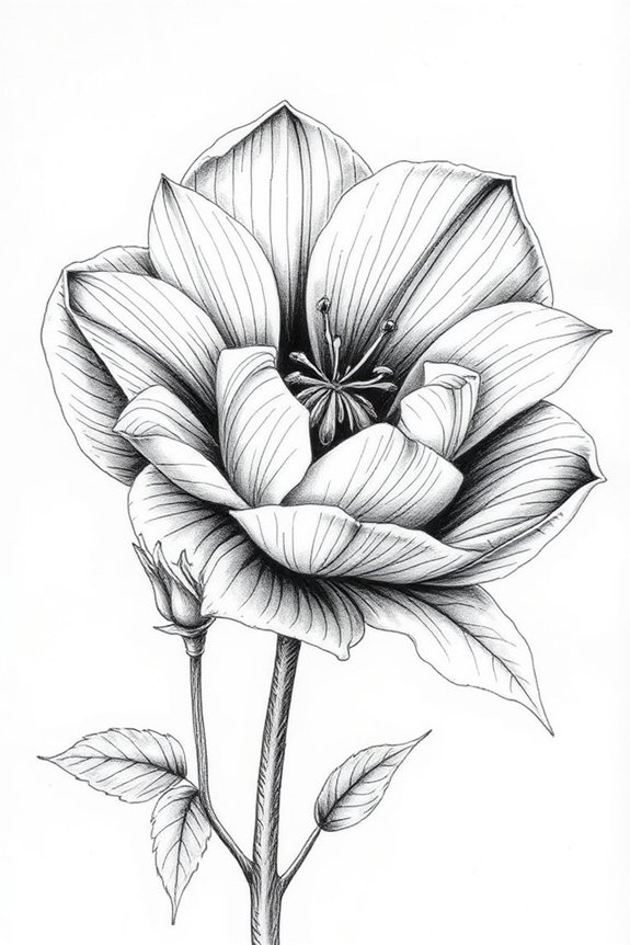 elegant minimalist flower sketch