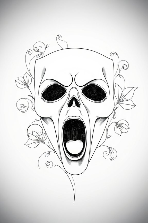 elegant monoline mask drawing