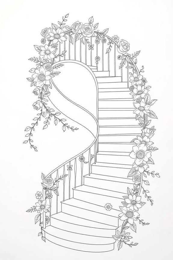 elegant monoline staircase flowers
