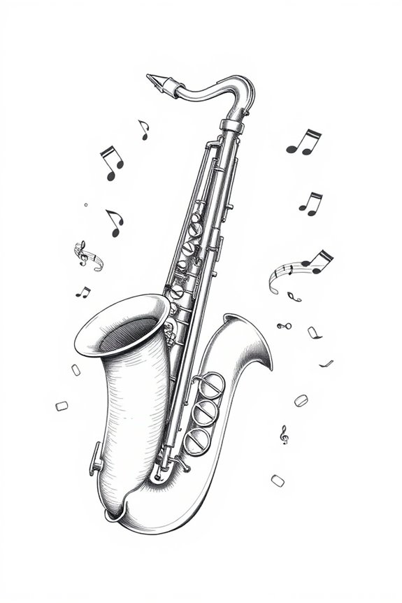 elegant saxophone line drawing