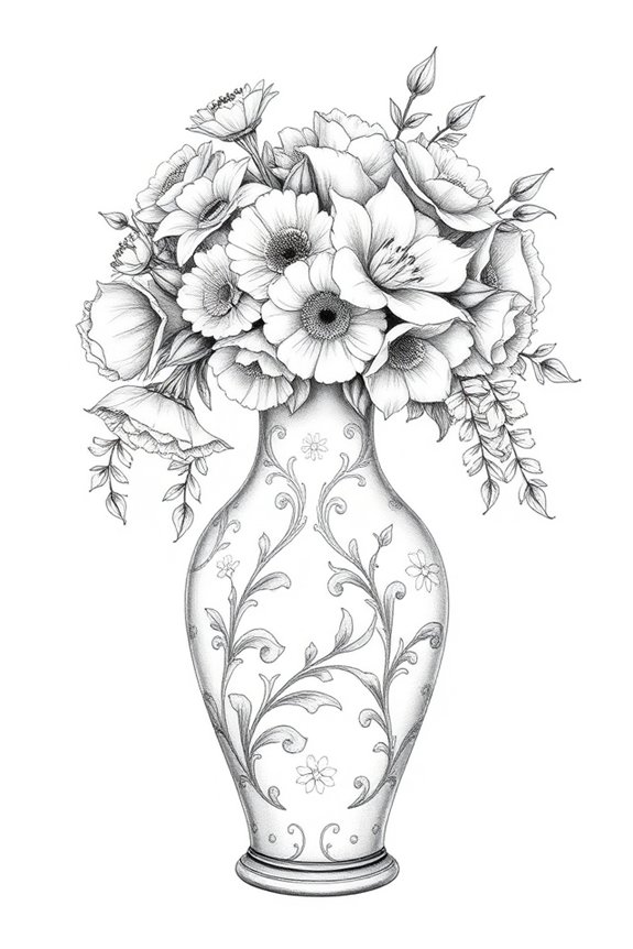 elegant vintage vase drawing