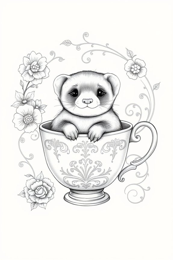 ferret curled in cup