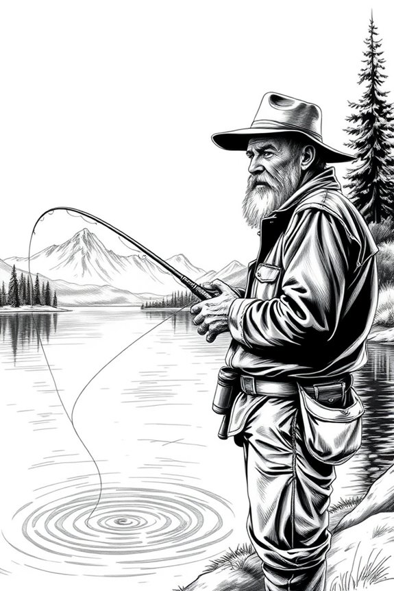 fisherman sketch in contrast